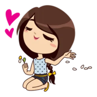 💕 Cartoon, Mädchen, Herzen, Süß, Kawaii, Animiert telegram sticker