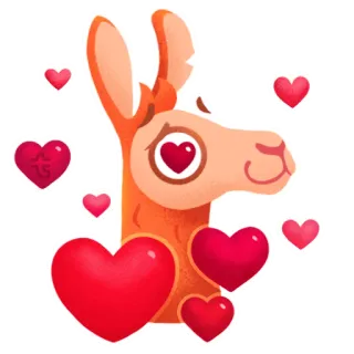 😍 llama, hati, cinta, binatang, imut telegram sticker