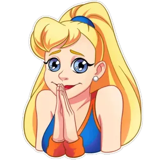👏 卡通, 女人, 金发, 道歉, 可爱 telegram sticker