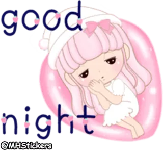 😴 Good night b**ch buonanotte, cartone animato, carino, anime, assonnato, adesivo telegram sticker
