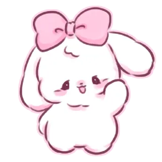 🥳 귀여운, 큐티, 토끼, 만화, 리본, 캐릭터, 사랑스러운 telegram sticker