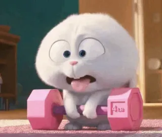 🍭 Snowball The Secret Life of Pets Hase, Hantel, Kaninchen, Sport, Pets, Snowball, Cartoon telegram sticker