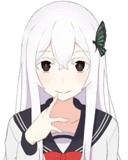 🤔 Echidna Re:Zero Anime, Hexe, Mädchen, lange Haare, Schmetterling whatsapp sticker