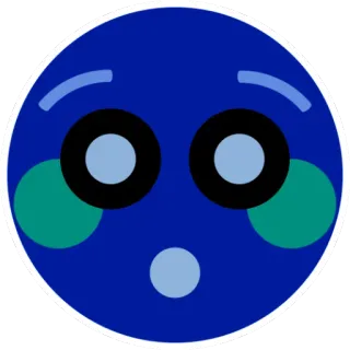 😮 Emoji, Azul, Rosto, Surpreso, Desenho animado telegram sticker