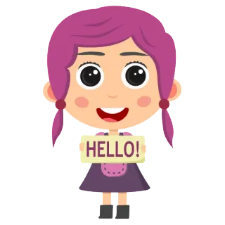 😀 HELLO! Mädchen, Hallo, Gruß, Cartoon, Fröhlich, Freundlich telegram sticker