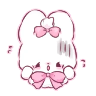 🥺 귀여운, 카와이, 리본, 핑크, 만화, 동물, 스티커 telegram sticker