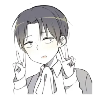 ✌ anime, cartoon, peace sign, character, sticker telegram sticker