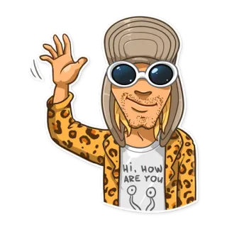 👋 Kurt Cobain Hi, How are you kurt cobain, nirvana, âm nhạc, vẫy tay, sticker, hoạt hình whatsapp sticker