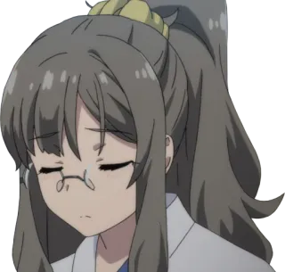 😞 Anime, Mädchen, Traurig, Brille, Lange Haare telegram sticker