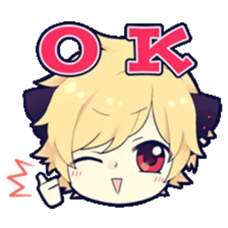 🆗 OK ok, anime, dedo do meio, fofo, piscadela whatsapp sticker