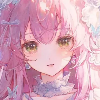 🍀 ragazza anime, capelli rosa, carina, cartone animato, arte digitale, illustrazione whatsapp sticker