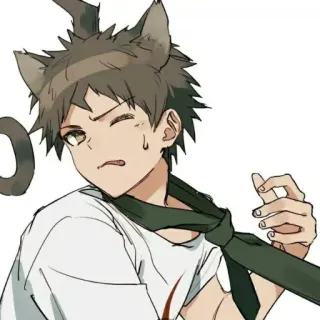 😾 Anime, Orelhas de gato, Desenho animado, Gravata, Piscadela, Ilustração, Fofo whatsapp sticker