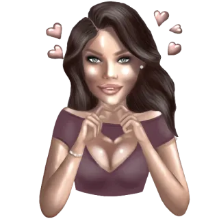 😍 mujer, chica, corazones, amor, romance, belleza whatsapp sticker