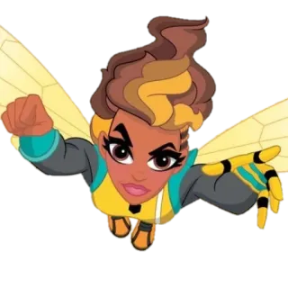 😠 Bumblebee DC Super Hero Girls superhero, girl, cartoon, flying, Bumblebee, DC Super Hero Girls telegram sticker