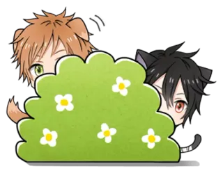 💦 Anime, Orecchie da gatto, Orecchie da cane, Cespuglio, Cartone animato telegram sticker