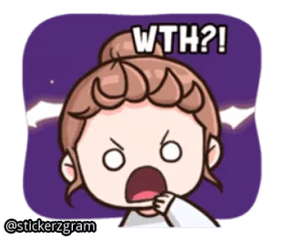 🤨 WTH?! dibujos animados, expresión, impactado, molesto, sorprendido telegram sticker