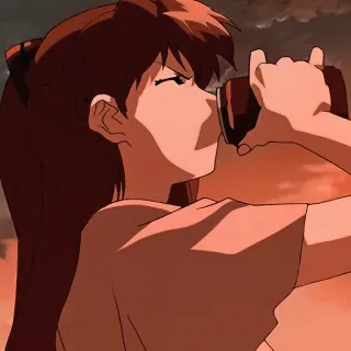 🧃 Asuka Langley Soryu Neon Genesis Evangelion anime, girl, drink, evangelion, asuka telegram sticker