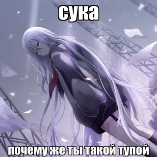 🌿 сука
почему же ты такой тупой anime, cartoon, russian, text, offensive, slang telegram sticker