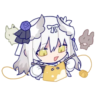 👚 Anime, Chibi, Dễ thương, Đan, Len, Tai thú telegram sticker