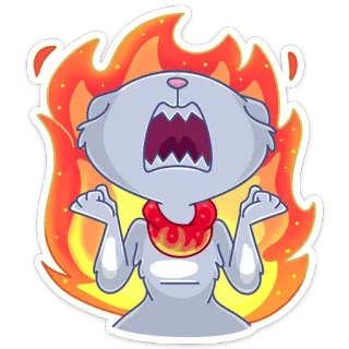 😡 cat, fire, angry, frustrated, cartoon, flames telegram sticker