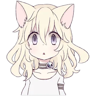 😯 Anime, Katzenmädchen, Kawaii, Chibi, Manga, Süß, Illustration, Sticker telegram sticker