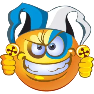 😁 emoji, jester, smile, cartoon, funny, crazy whatsapp sticker