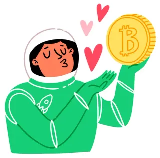 😘 astronauta, bitcoin, cripto, moneda digital, amor, corazón telegram sticker