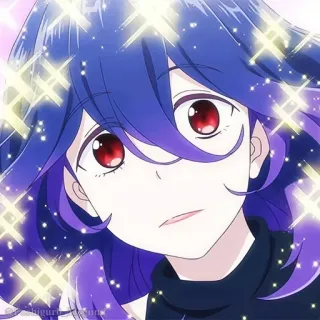 🖤 Anime, Manga, Glitzer, blaue Haare, rote Augen telegram sticker