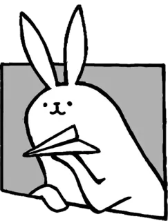 🐰 conejo, conejito, animal, avión de papel, dibujo animado, pegatina telegram sticker