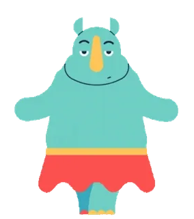 🦛 badak, binatang, kartun, biru, merah, imut, karakter, ilustrasi telegram sticker