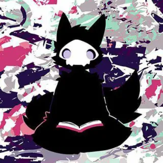 😶 furry, anthro, creature, animal, black, white, book telegram sticker