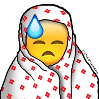 😓 Emoji, Koud, Ziek, Zweet, Dekens, Uitdrukking telegram sticker