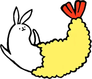 🐠 rabbit, tempura, food, animal, cartoon, sticker, cute telegram sticker