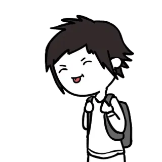 😛 desenho animado, personagem, mochila, mostrando a língua, sorrindo telegram sticker
