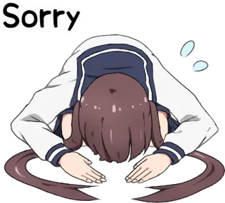 🙏 Sorry apology, sorry, bowing, anime girl, cartoon telegram sticker