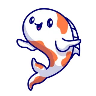 🤷‍♀️ ryba, koi, słodki, kreskówka, zwierzę, kawaii, zwierzę domowe, szczęśliwy telegram sticker