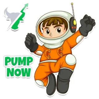 😇 PUMP NOW finance, investissement, pump and dump, bourse, crypto, mème, espace, astronaute whatsapp sticker
