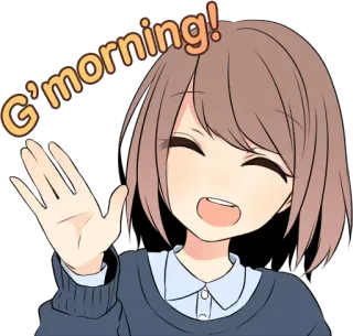 👋 G'morning! anime, girl, morning, greeting, wave, cute telegram sticker