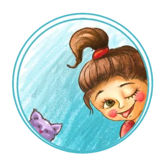 😛 fille, chat, dessin animé, mignon, amusant, autocollant whatsapp sticker