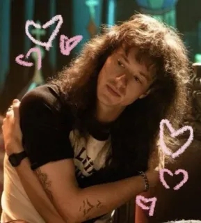 ❤️ Eddie Munson Stranger Things Eddie Munson, Stranger Things, Netflix, personagem, anos 80, corações, fanart telegram sticker