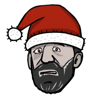 😧 Weihnachtsmannmütze, Mann, Bart, Weihnachten, Feiertag telegram sticker
