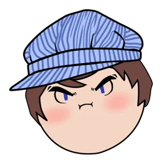 😠 Dessin animé, En colère, Visage, Chapeau, Bleu, Portrait telegram sticker