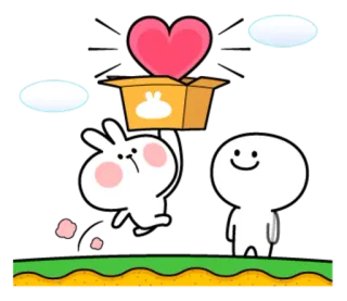 😁 coniglio, amore, cartone animato, cuore, scatola, personaggio whatsapp sticker