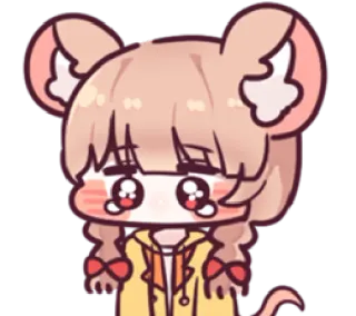 😥 Cartoon, Niedlich, Tier, Maus, Chibi, Kawaii telegram sticker