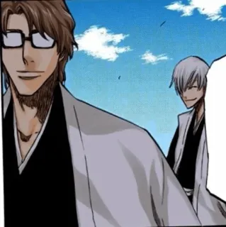🧬 Sosuke Aizen Bleach 애니메이션, 만화, 아이젠, 안경, 블리치 telegram sticker