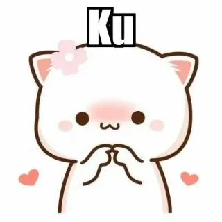 ⚜ Ku mignon, chat, dessin animé, autocollant, kawaii, pêche, fleur whatsapp sticker
