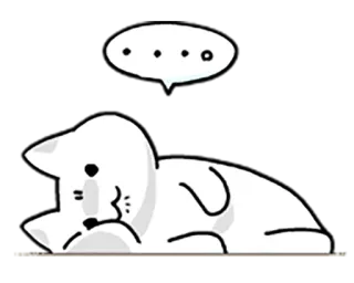💬 chat, animal, mignon, endormi, pensif, dessin animé, blanc whatsapp sticker