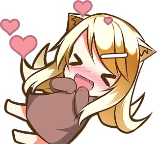 😘 动漫, 卡哇伊, 可爱, 爱心, 猫娘, 卡通 whatsapp sticker