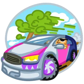 🚙 voiture, chat, conduite, dessin animé, véhicule, vitesse, animal telegram sticker