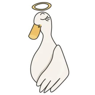 😇 pato, ángel, halo, lindo, dibujos animados, animal whatsapp sticker